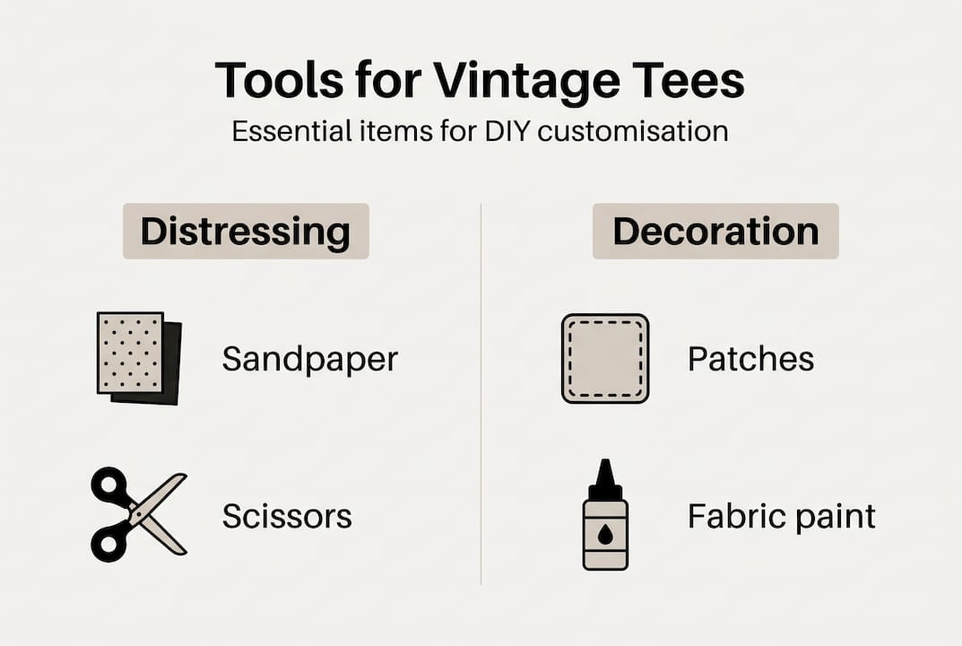 Infographic listing tools for tee customisation