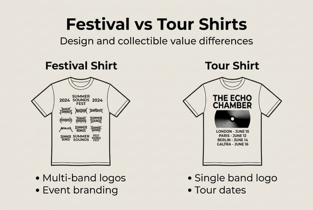 Infographic comparing festival and tour shirts
