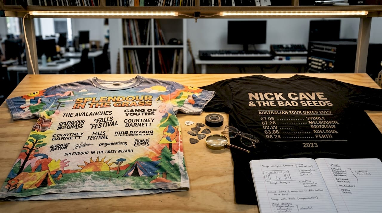 Festival and tour shirt designs side by side
