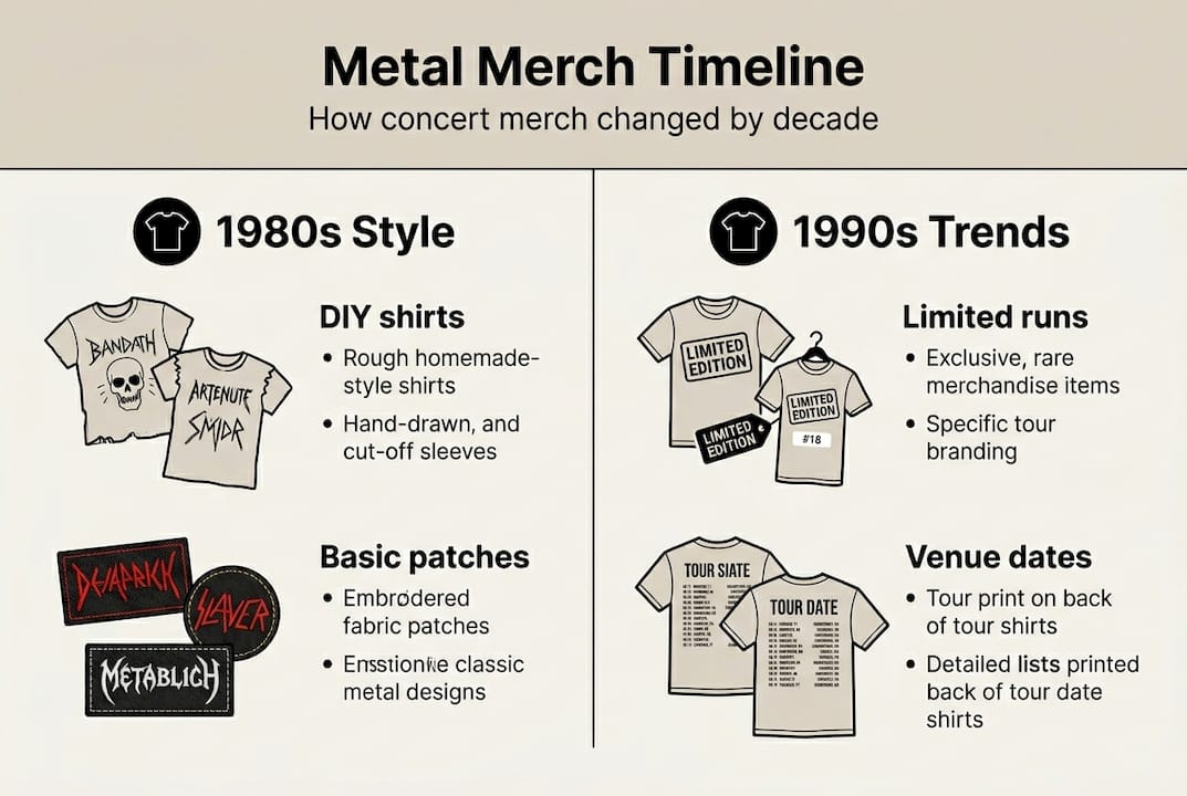 Infographic shows metal merch changes by decade