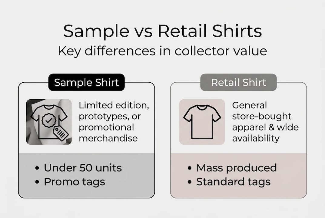 Infographic comparing sample and retail band shirts