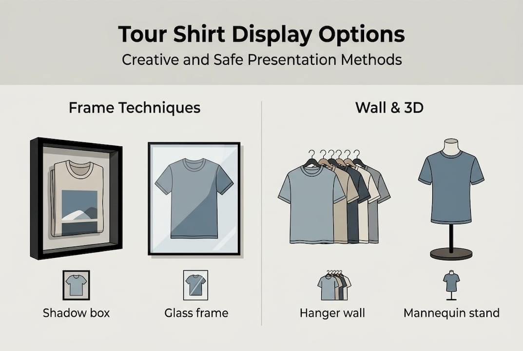 Infographic showing tour shirt display options