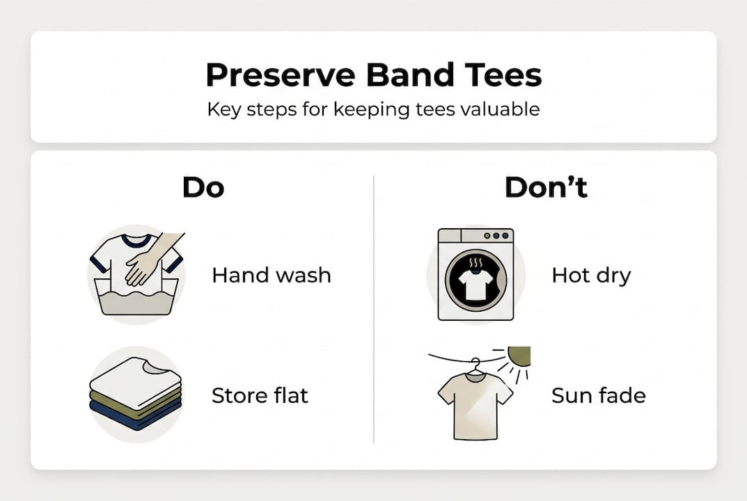 Infographic with preservation tips for band tees