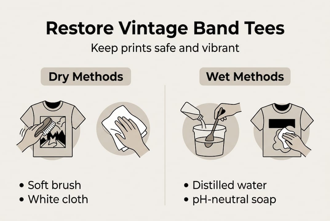 Infographic restoration steps for vintage tees