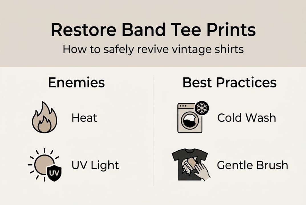 Infographic on care and restoration tips for tees