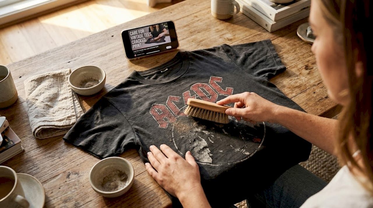 Hands dry brushing cracked t-shirt print