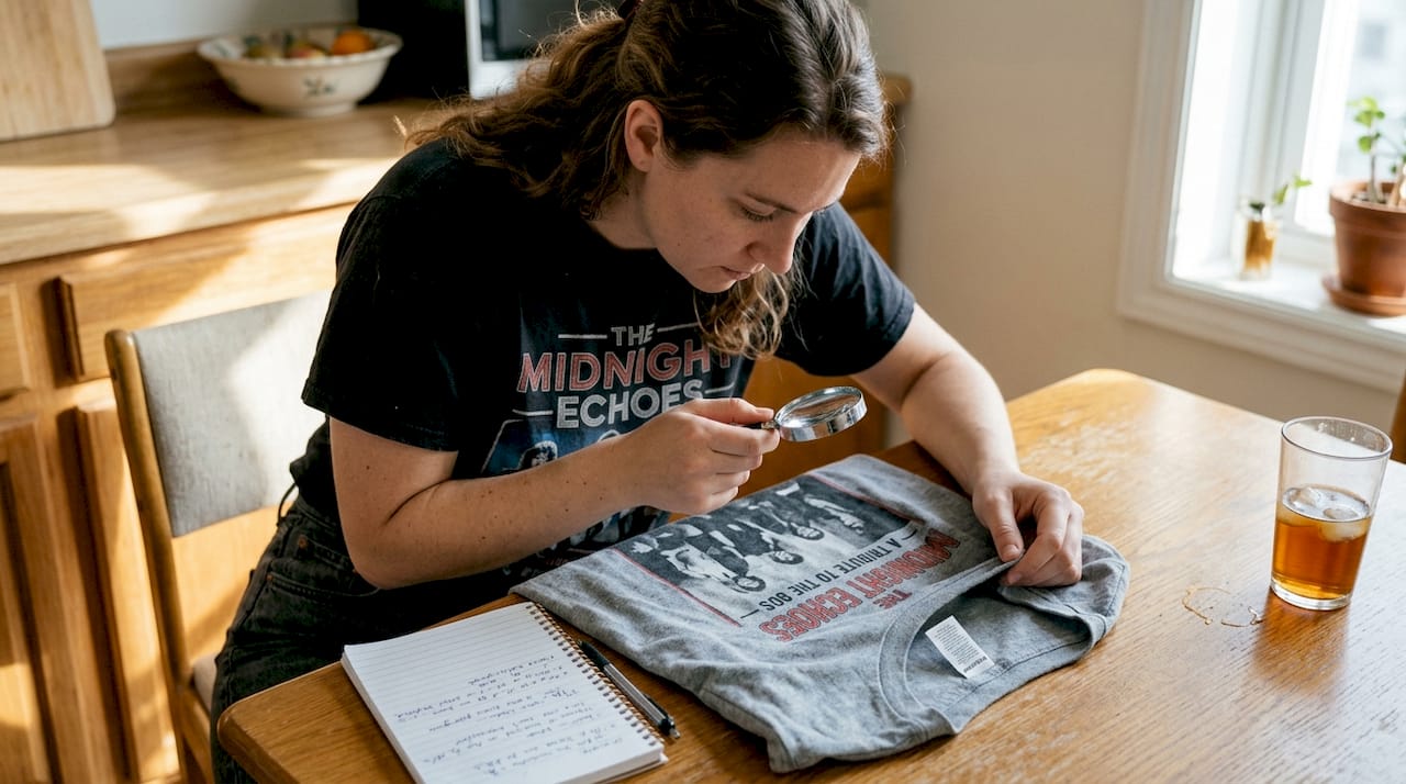 Examining tribute band shirt authenticity features