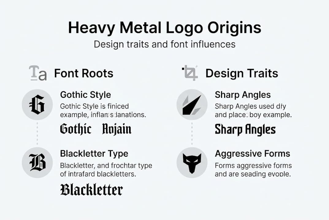 Infographic on heavy metal logo design history