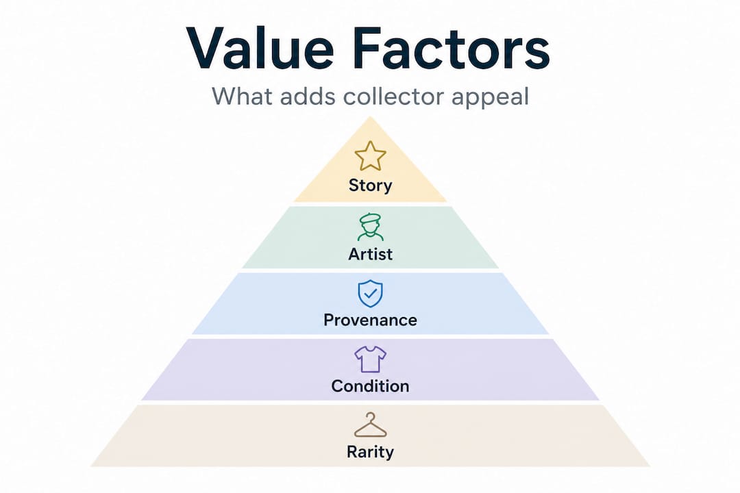 Hierarchy diagram for vintage shirt value factors