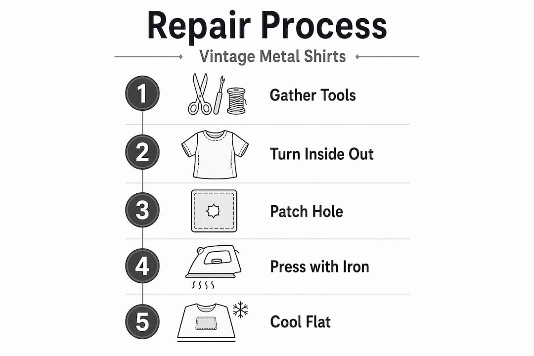 Step-by-step infographic for repairing metal shirts