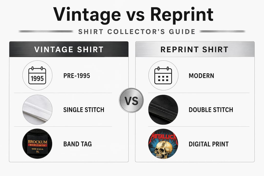Infographic comparing vintage and reprint shirts