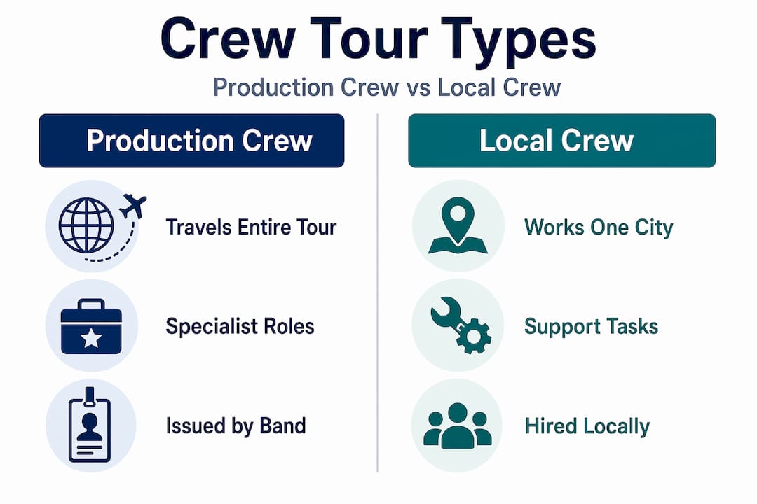Infographic comparing production and local crew shirts