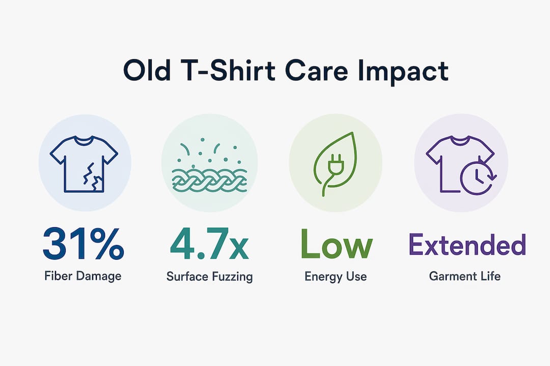 Infographic showing key statistics on t-shirt fabric care and environment