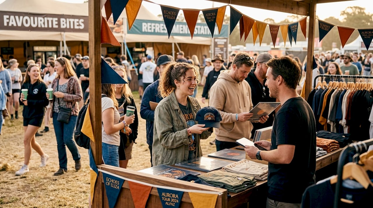 Fan buying exclusive concert tour merchandise