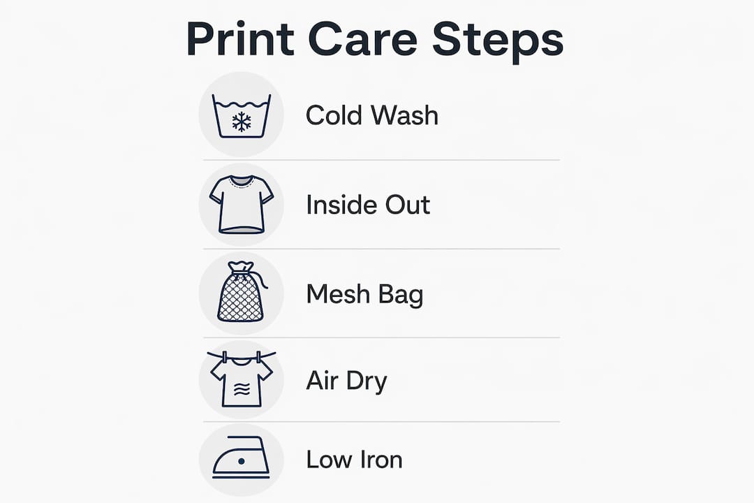 Infographic illustrating key steps for preserving vintage shirt prints