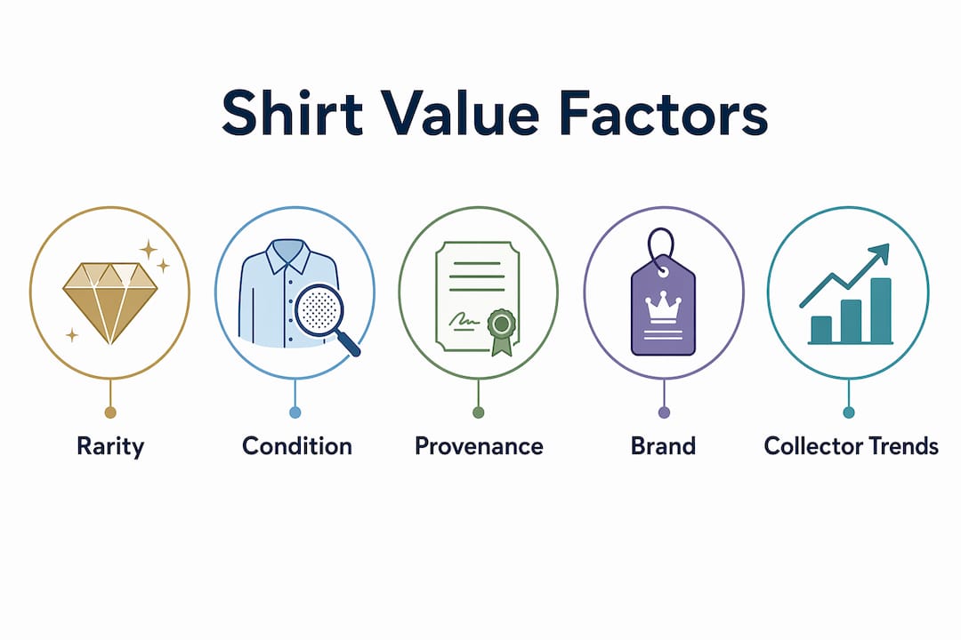 Infographic showing key factors of shirt value