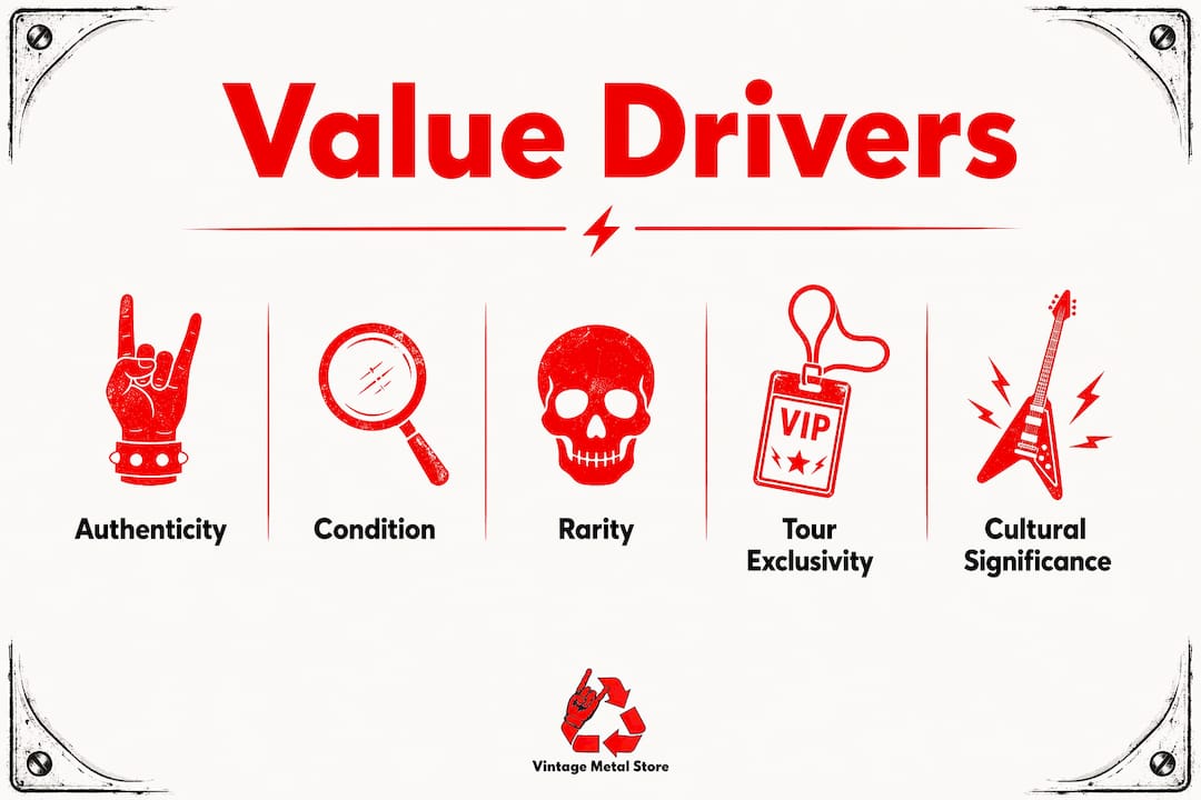 Infographic showing key factors driving concert merch value