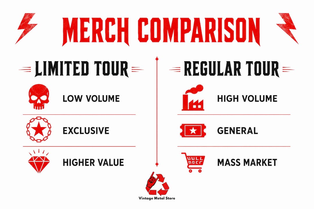Infographic comparing limited and regular tour merchandise