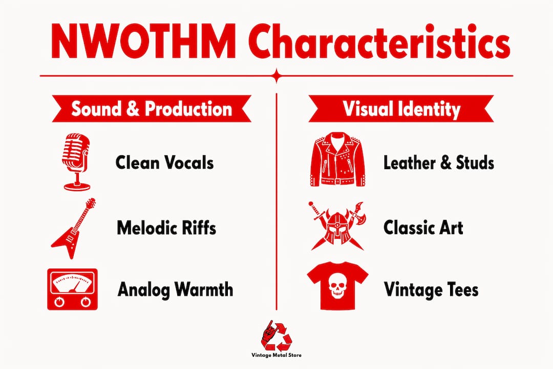 Infographic comparing sound and visual identity of NWOTHM