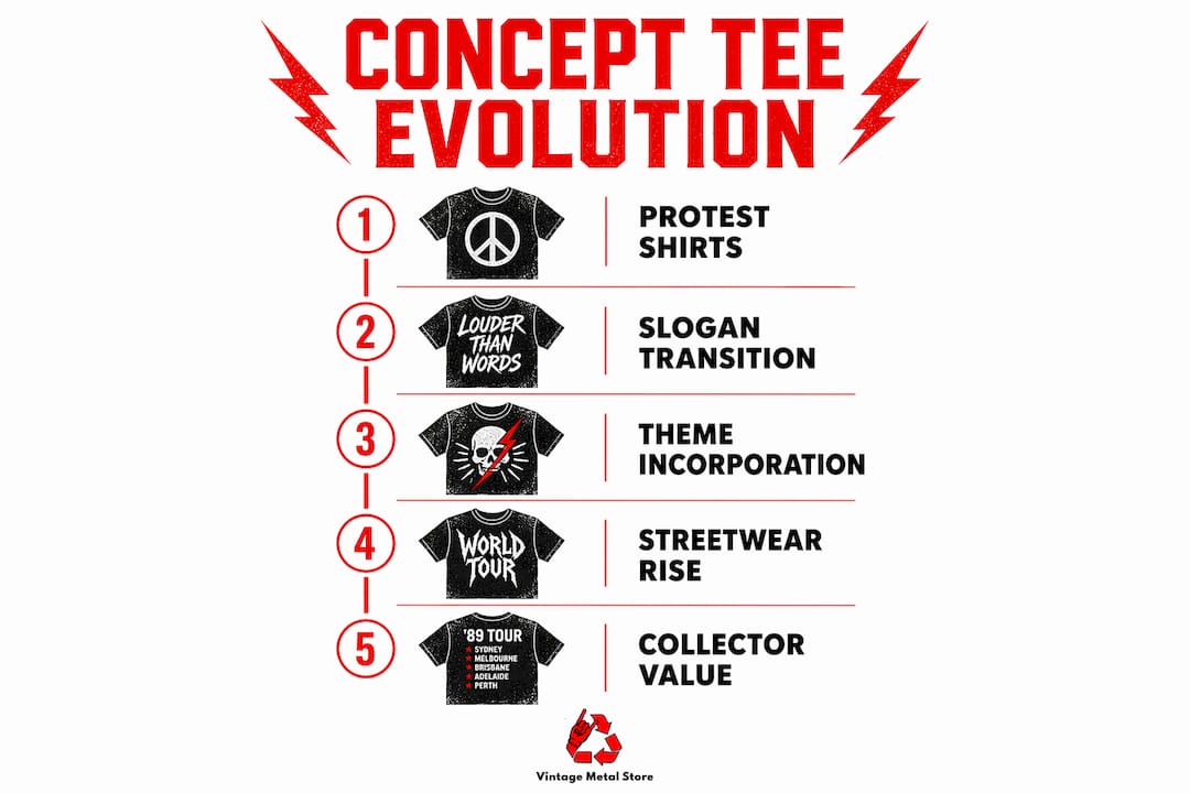 Infographic showing concept tees evolution stages