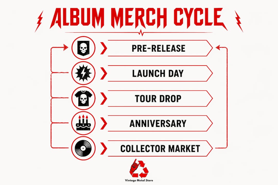 Infographic showing album merch release cycle