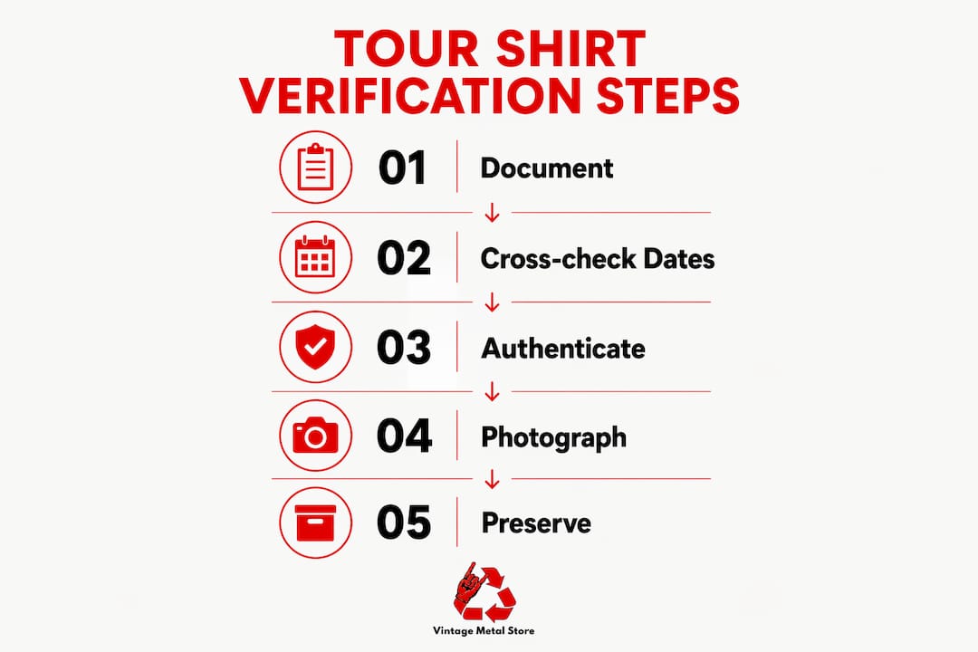Infographic showing steps to verify tour shirts