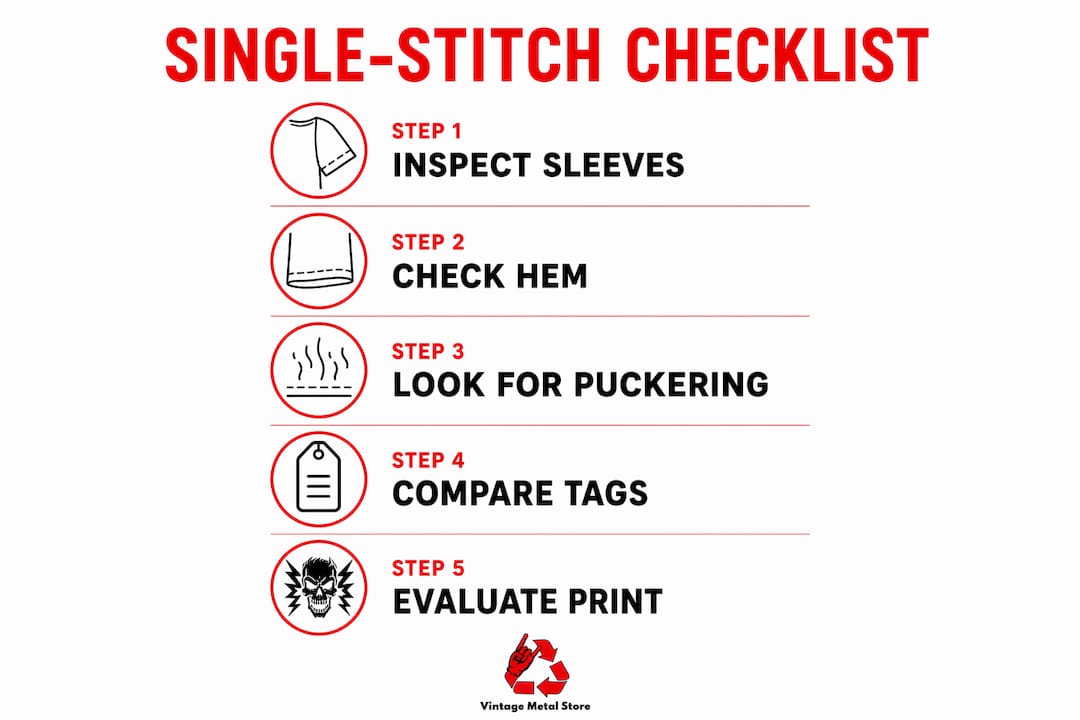 Infographic showing step-by-step single stitch identification