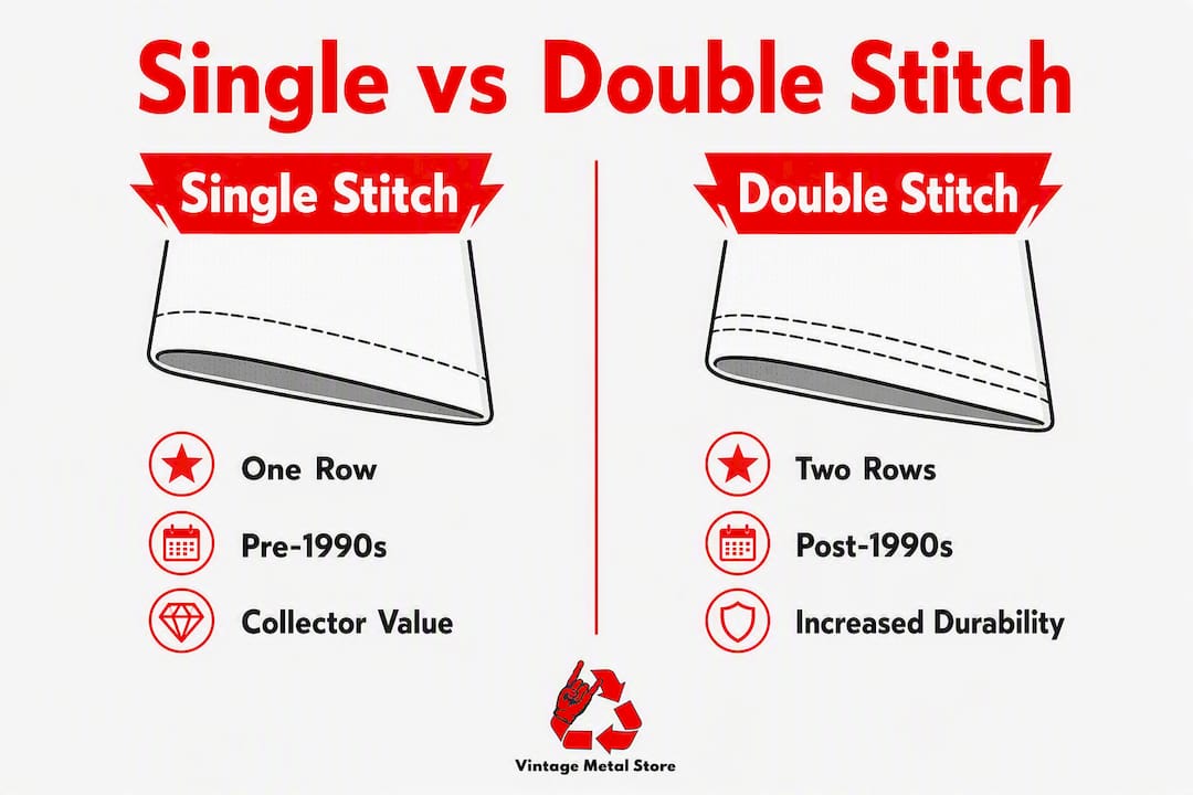 Infographic comparing single stitch and double stitch