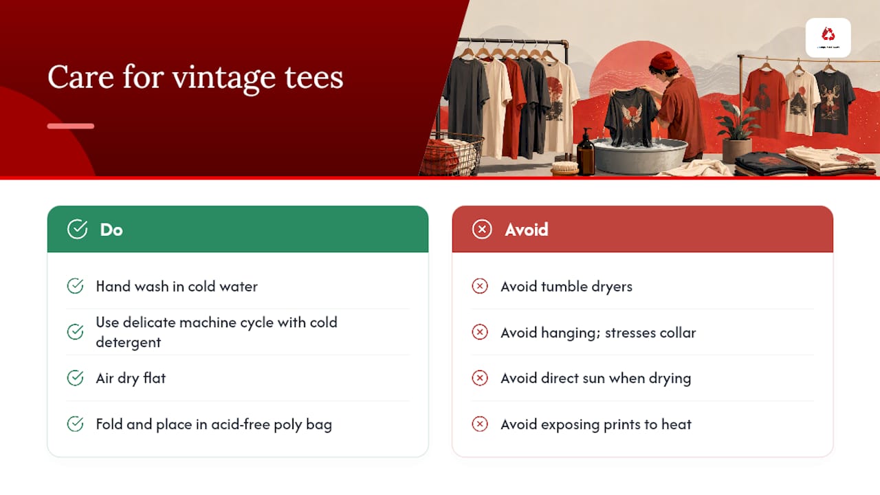 How to care for and preserve your vintage tees — overview diagram