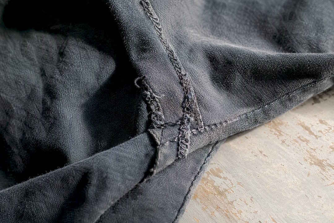Vintage t shirt fabric and stitching close-up