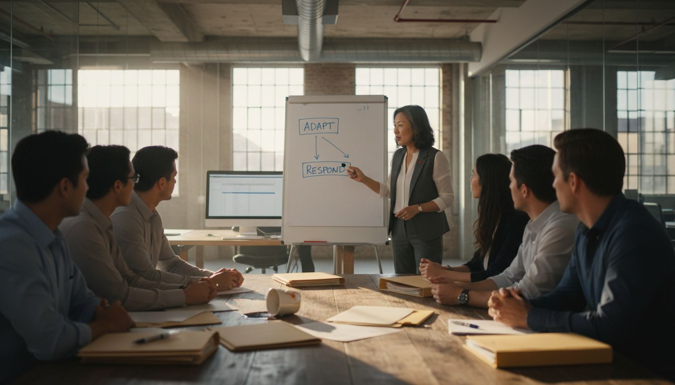 Manager presenting business agility concept