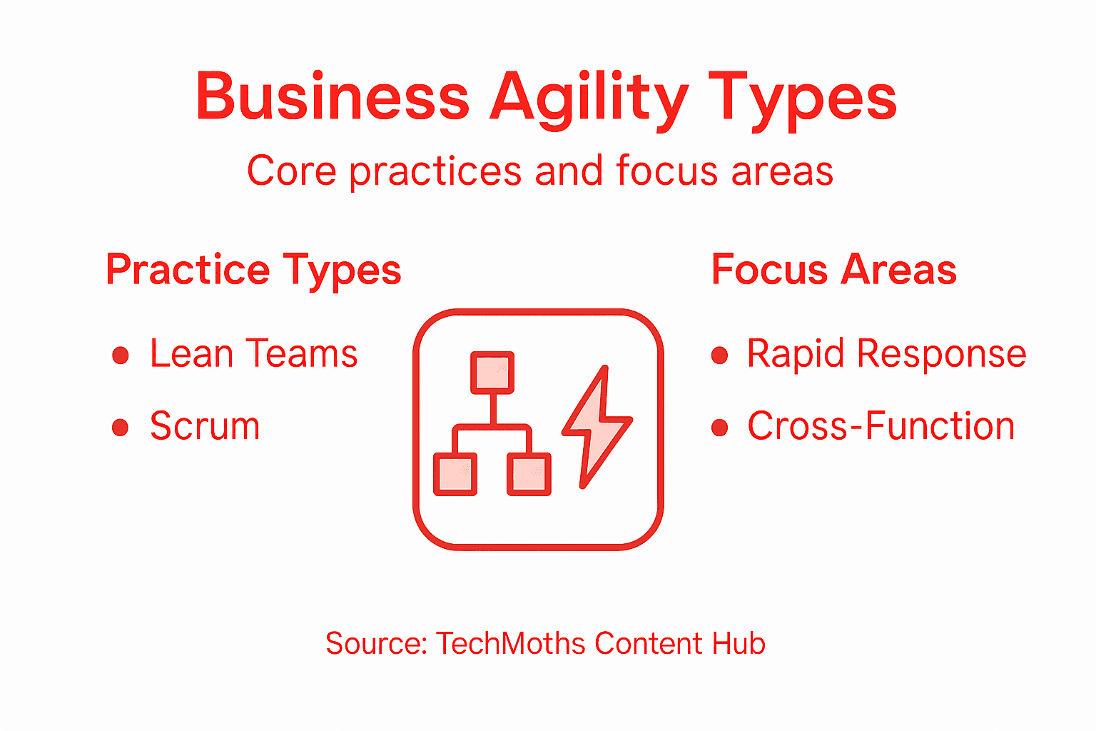 Infographic showing business agility types and focus