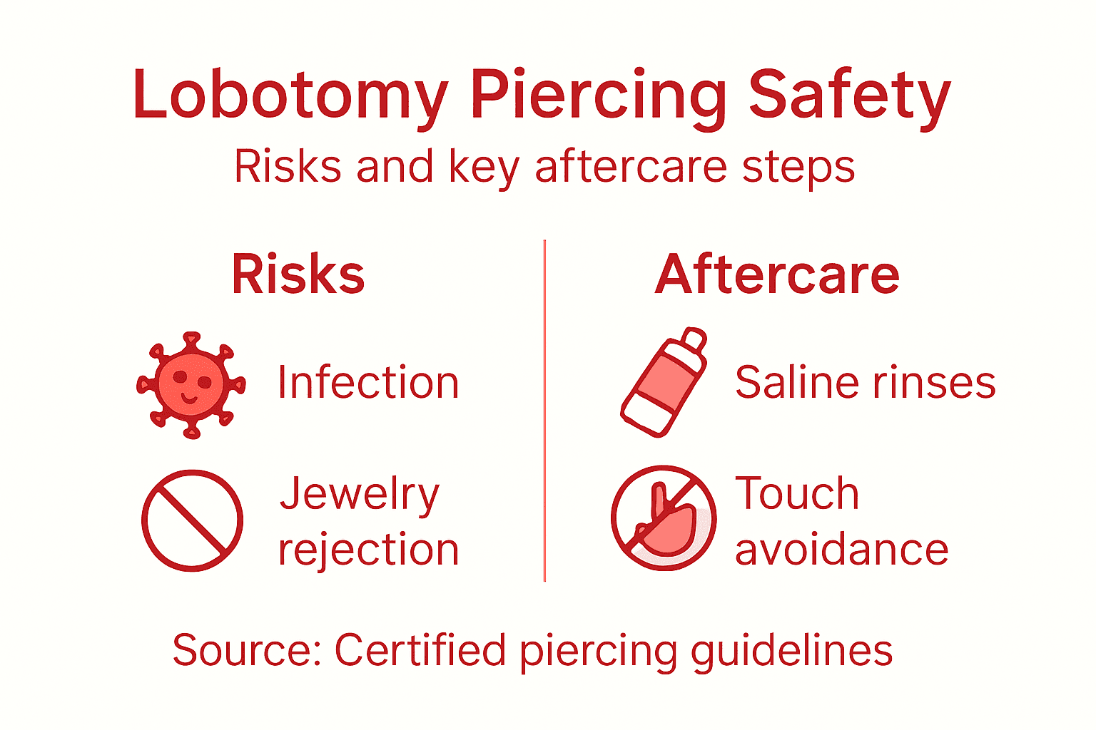 Infographic summarizing lobotomy piercing safety