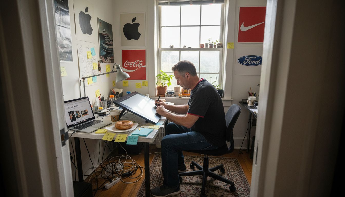 Designer sketching brand ideas in studio