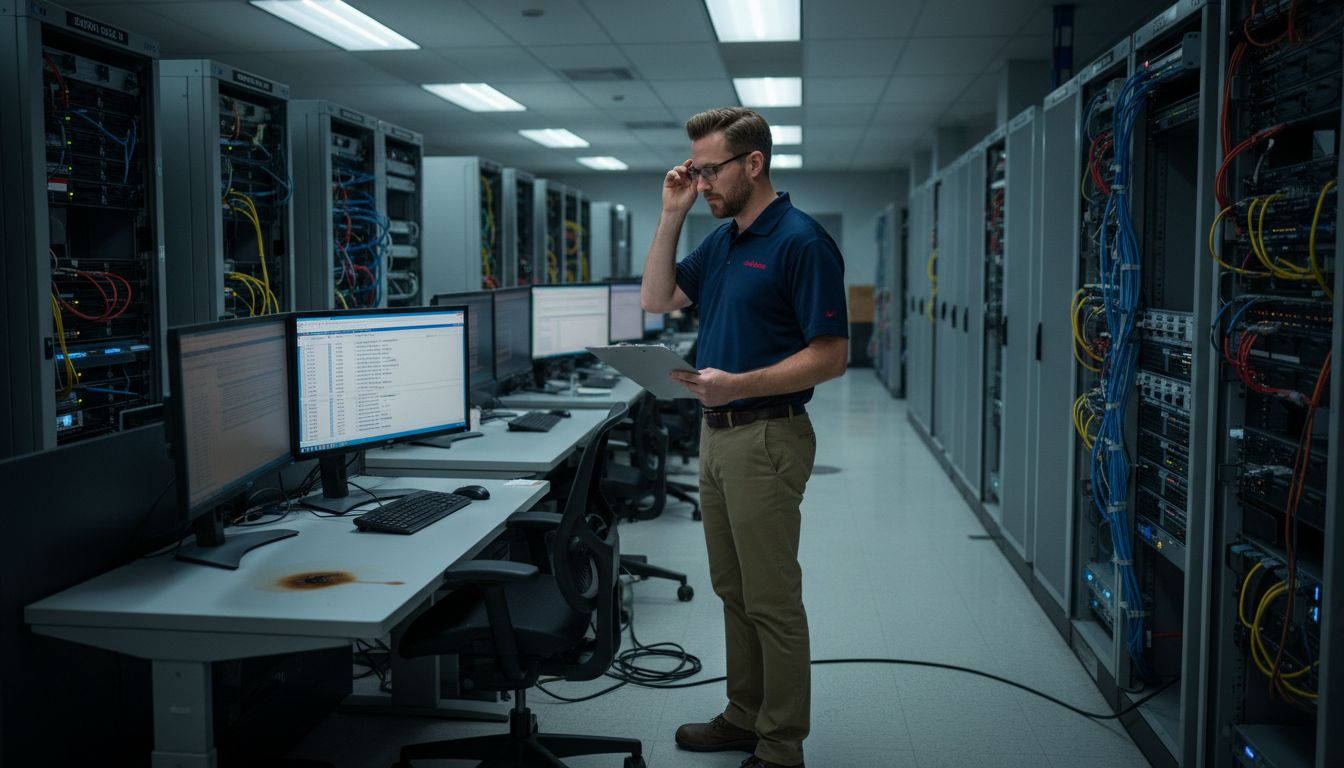 IT manager checking workstation access logs