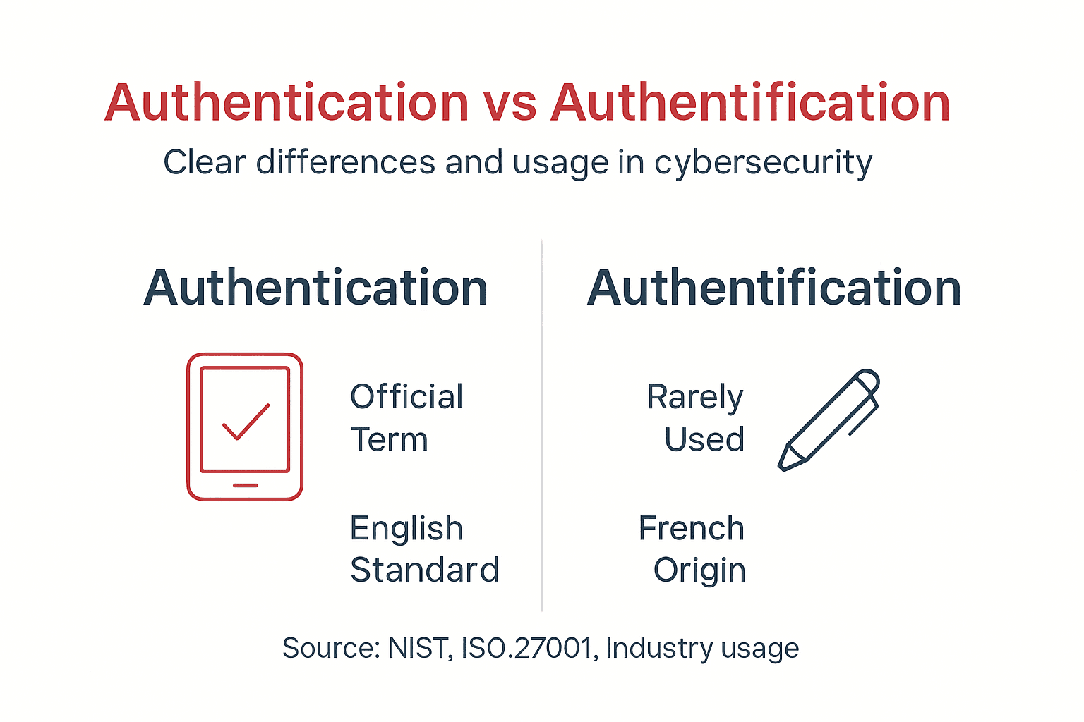 Infographic comparing authentication and authentification