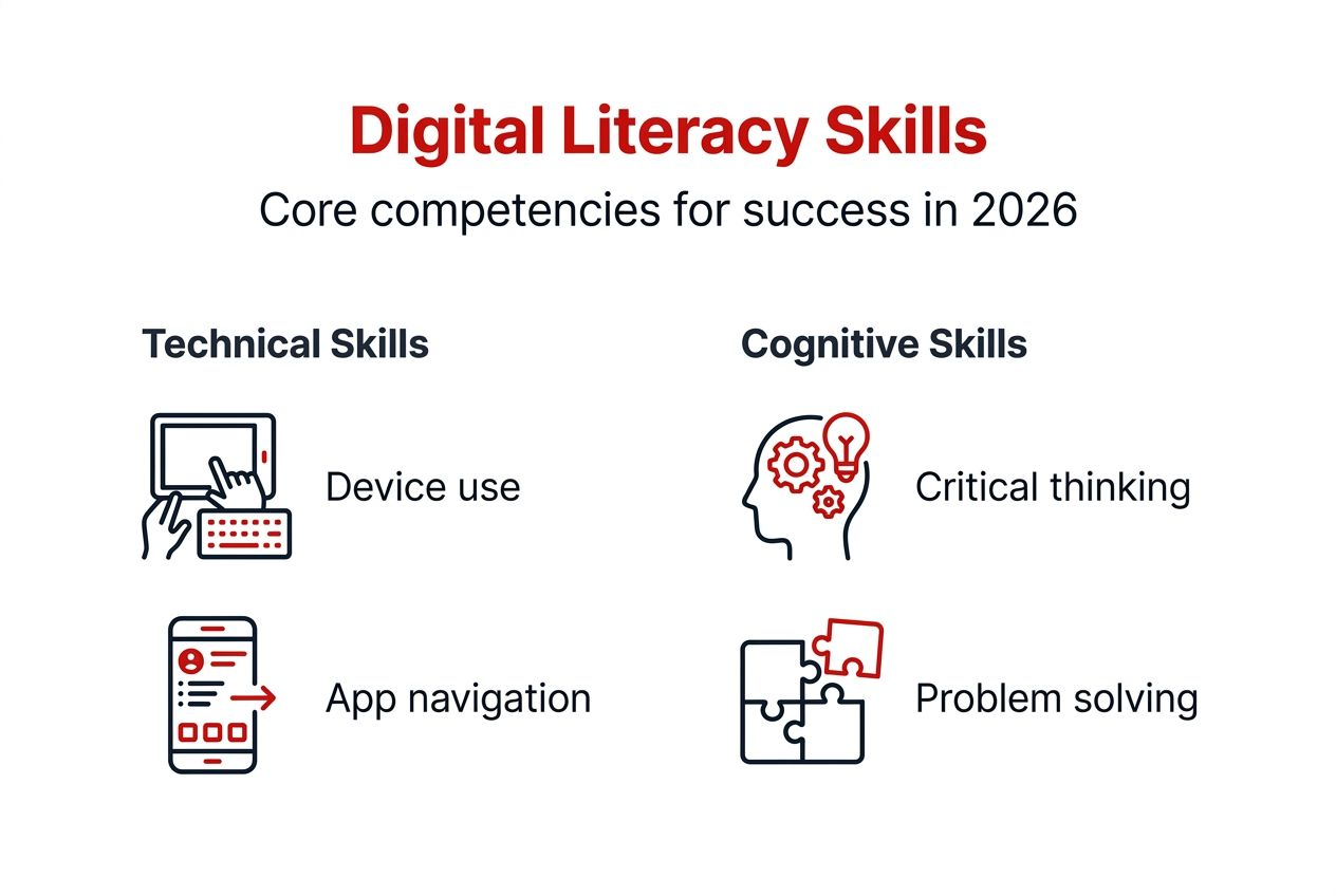 Infographic with digital literacy frameworks