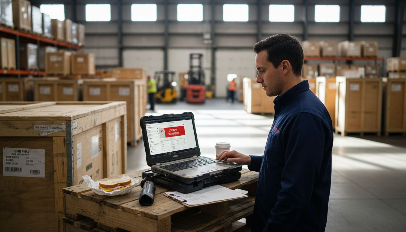 Manager tracks blockchain shipments in warehouse