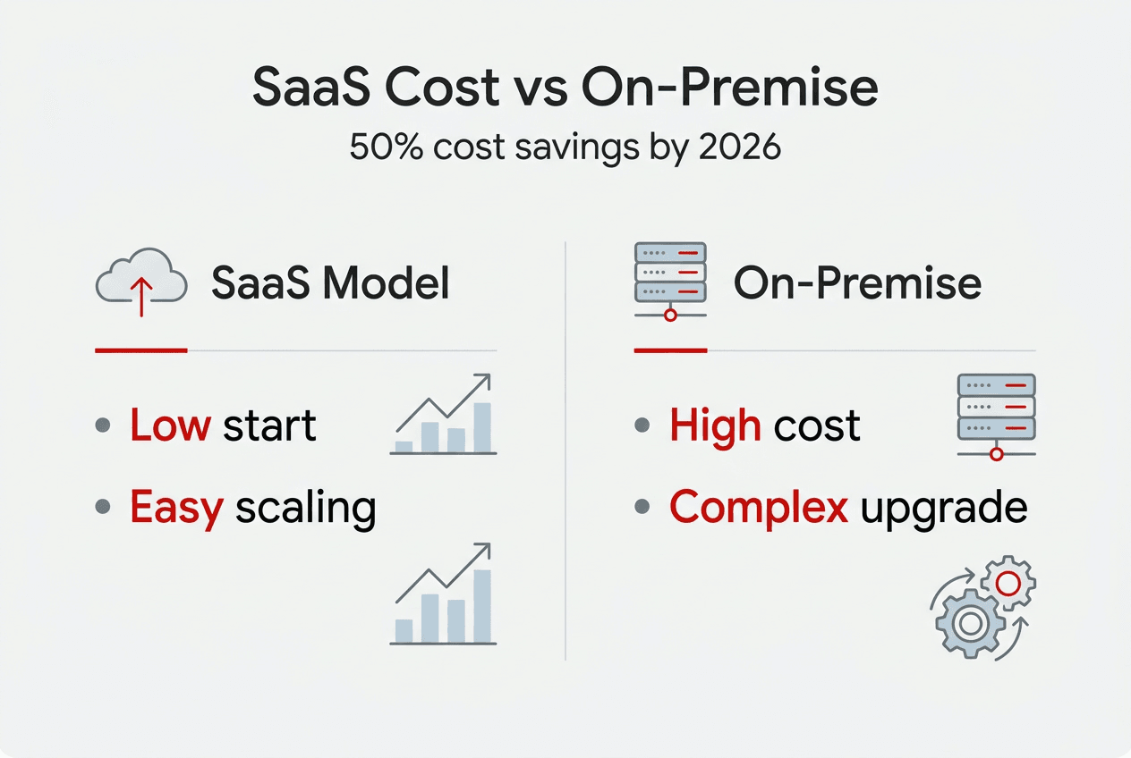 Infographic showing SaaS and on-premise cost comparison