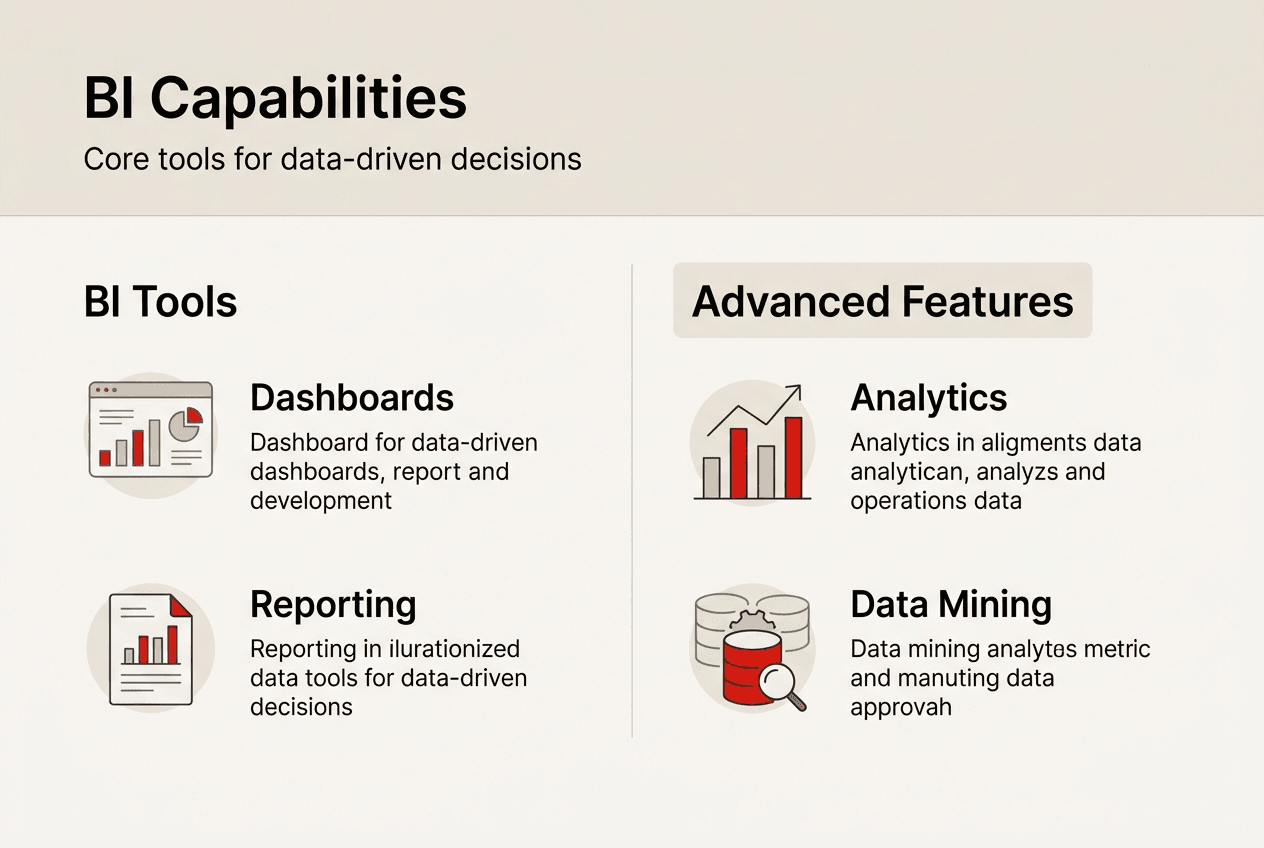 Infographic on BI tools and features
