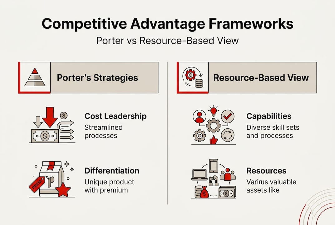 Infographic of competitive advantage frameworks