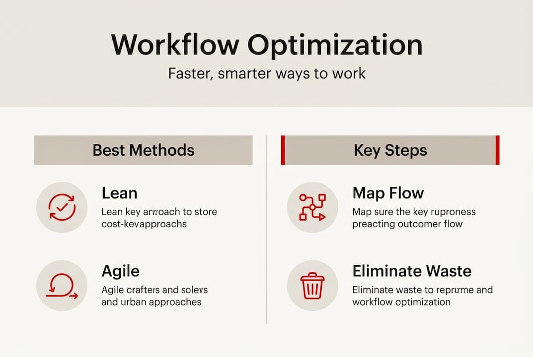 Infographic summarizing workflow optimization methods and steps