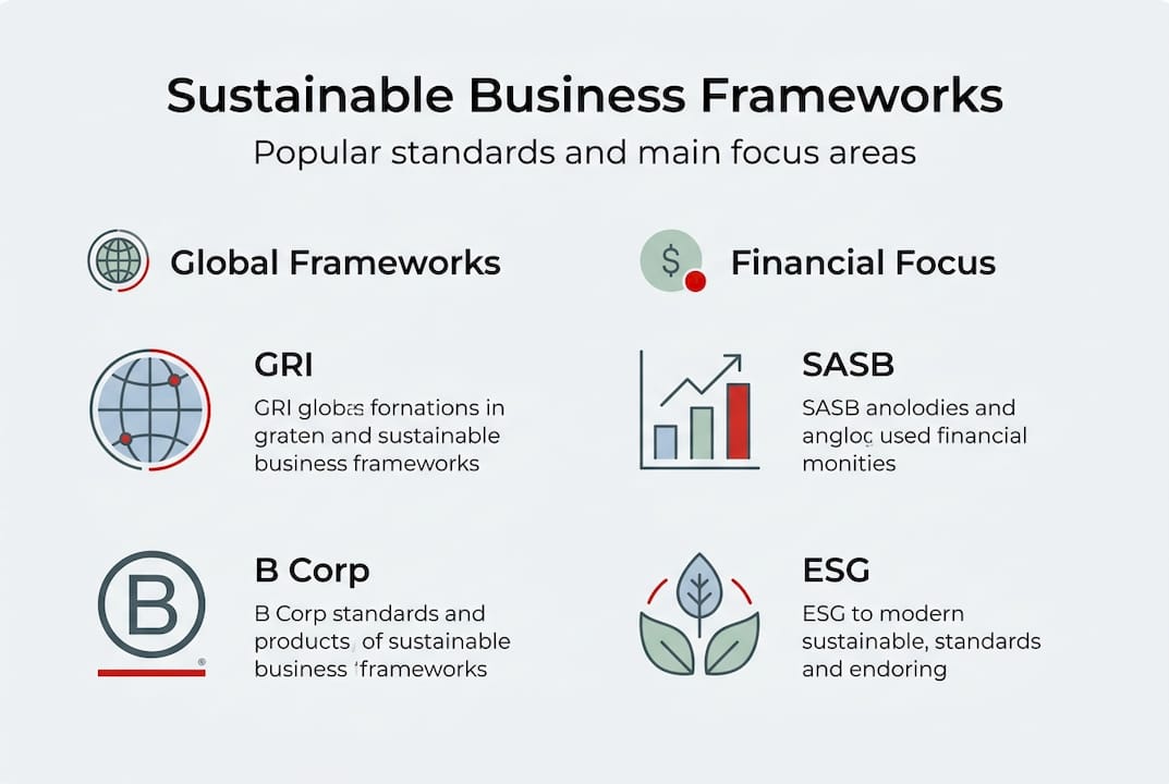 Infographic comparing sustainable frameworks