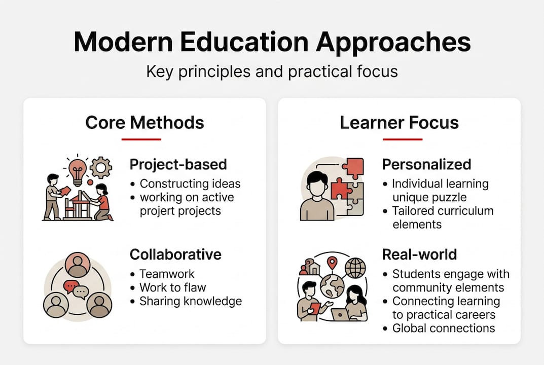 Infographic of key modern education approaches