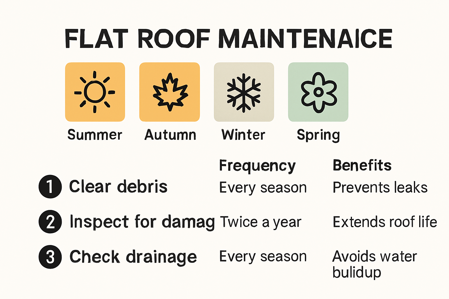 Seasonal flat roof maintenance infographic for Cape Town