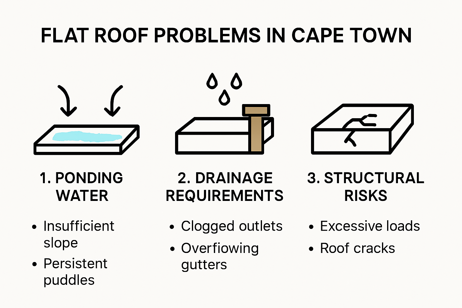Key problems and solutions for waterproofing flat roofs in Cape Town