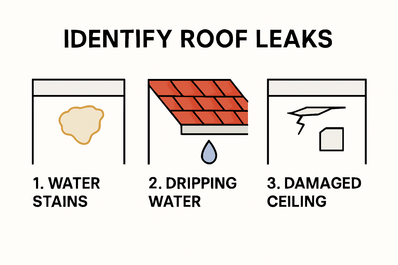 Key visual signs to identify roof leaks