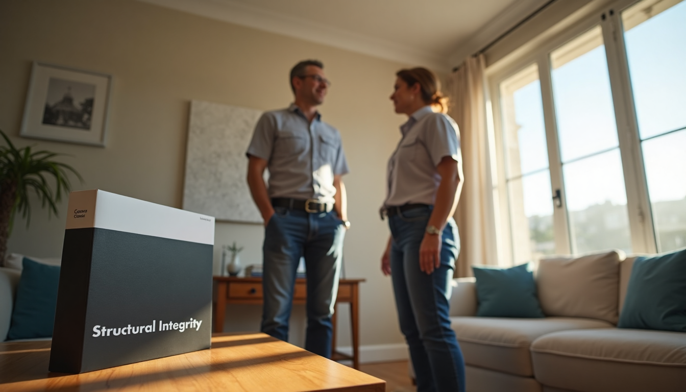 Homeowner and contractor admire waterproofed ceiling with branded report folder