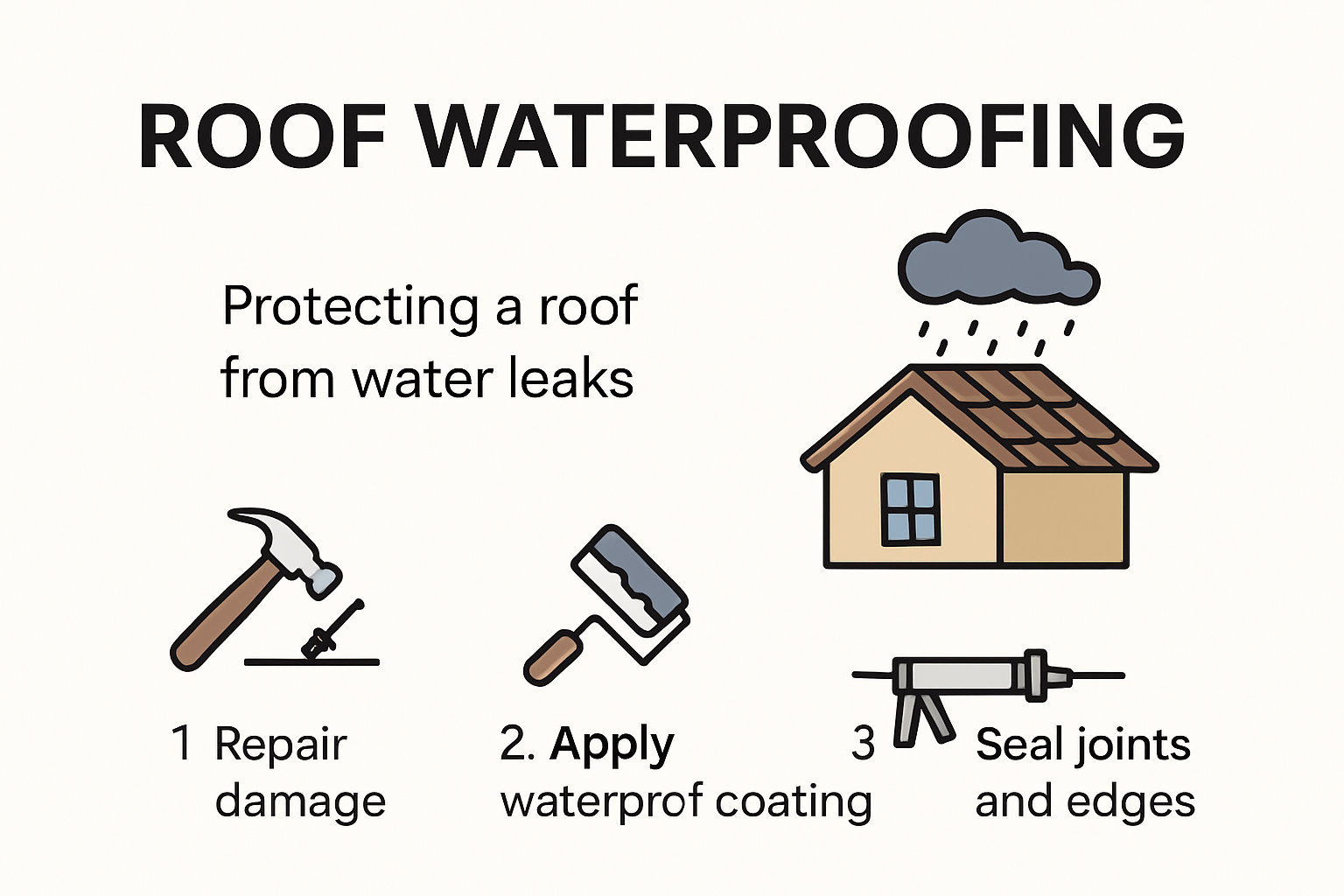 Infographic illustrating what roof waterproofing is and its main benefits