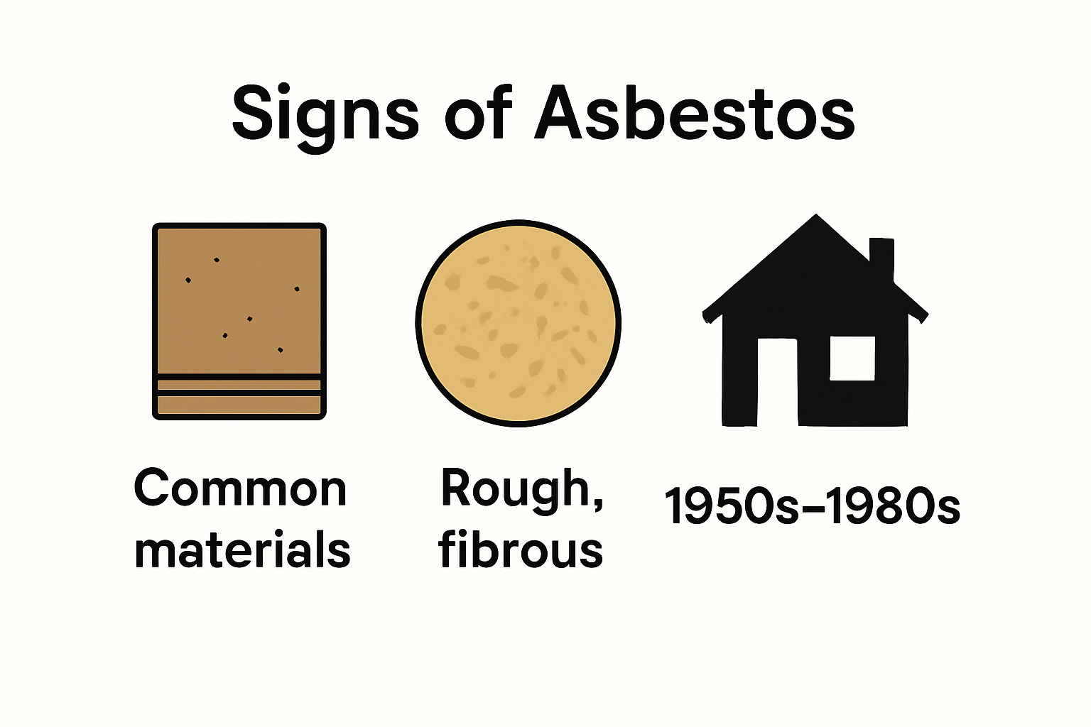 Infographic showing common indoor signs of asbestos presence